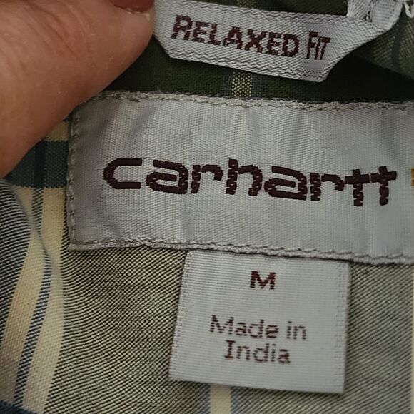 Carhartt Mens Button Down Plaid Shirt Medium  Relaxed Fit - Picture 7 of 8